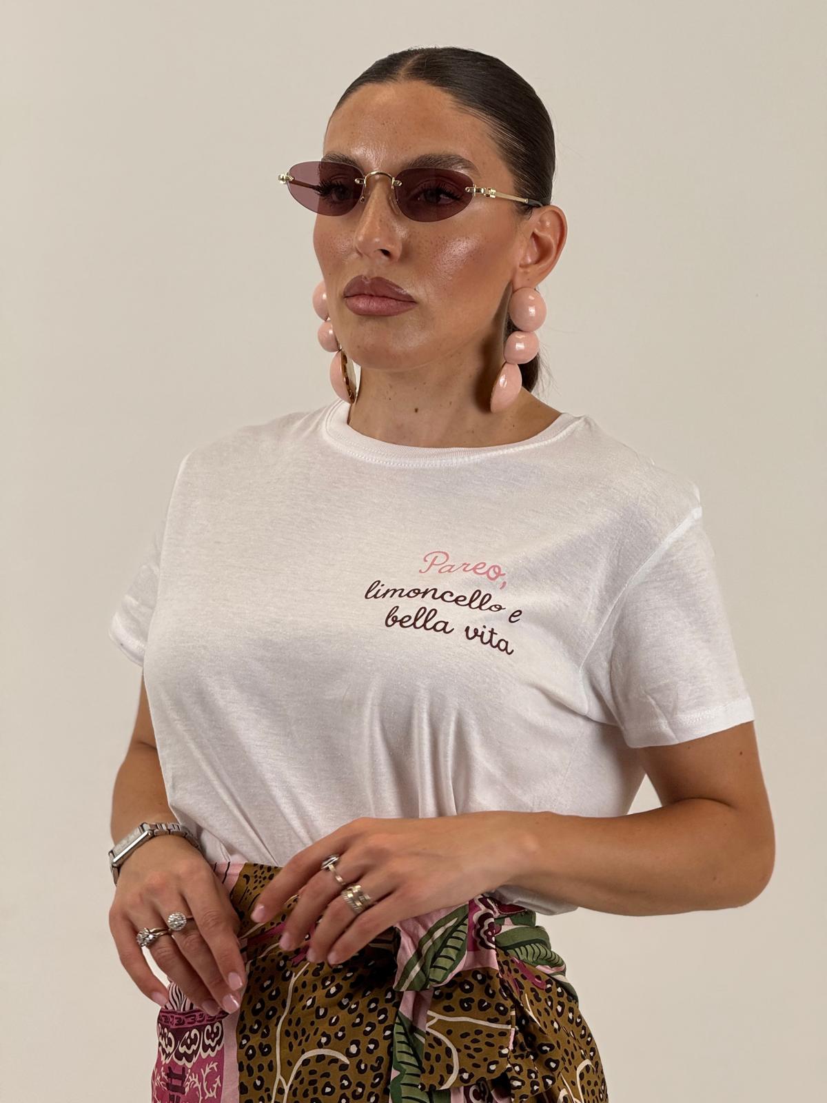 T-shirt in cotone PAREO, LIMONCELLO E BELLA VITA