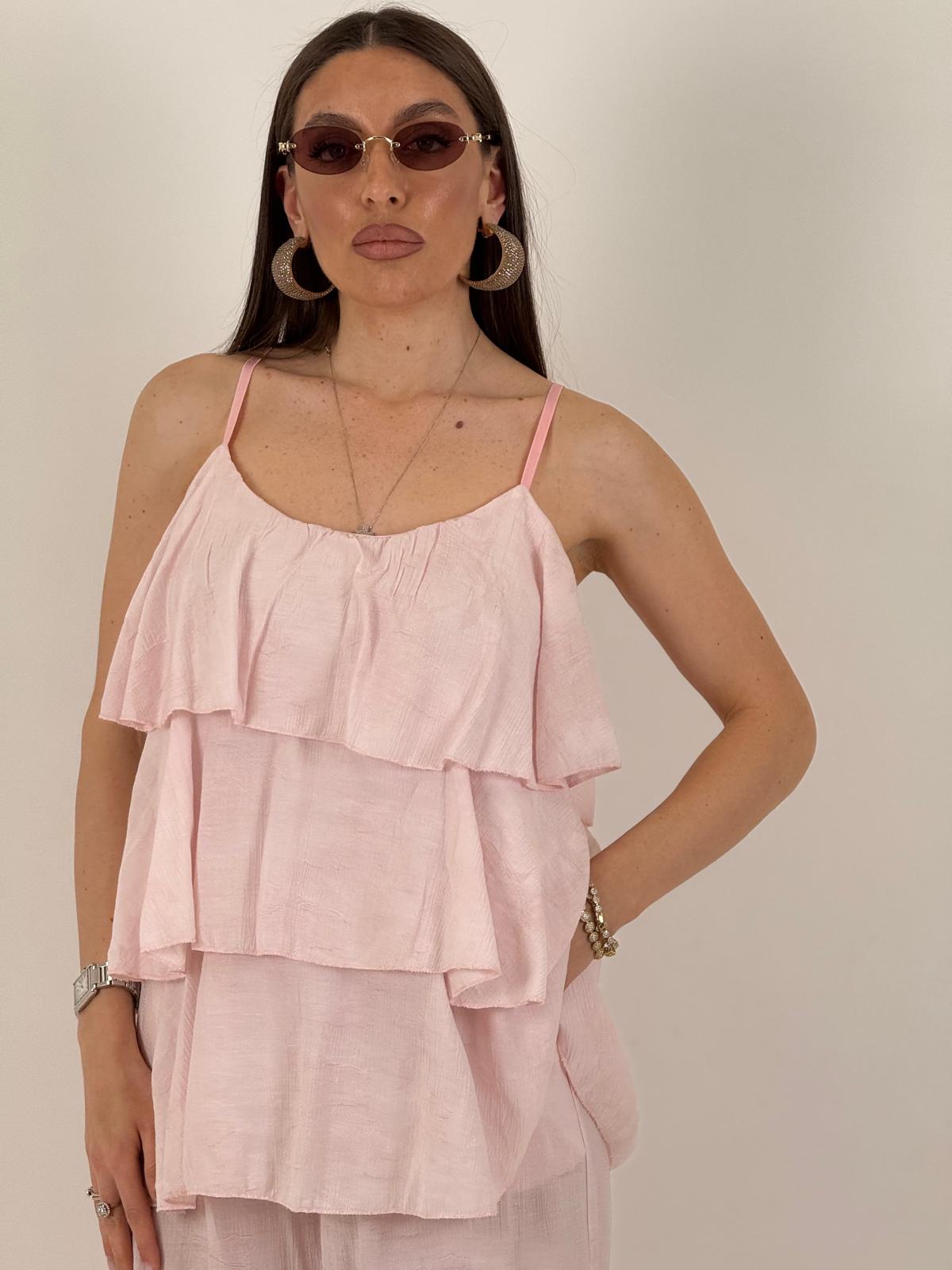 Cordset ELISA - Completo blusa con rouche e pantalone