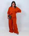 CURVY Cordset JOSEPHINE - Completo camicia e pantalone 55%lino e 45%cotone