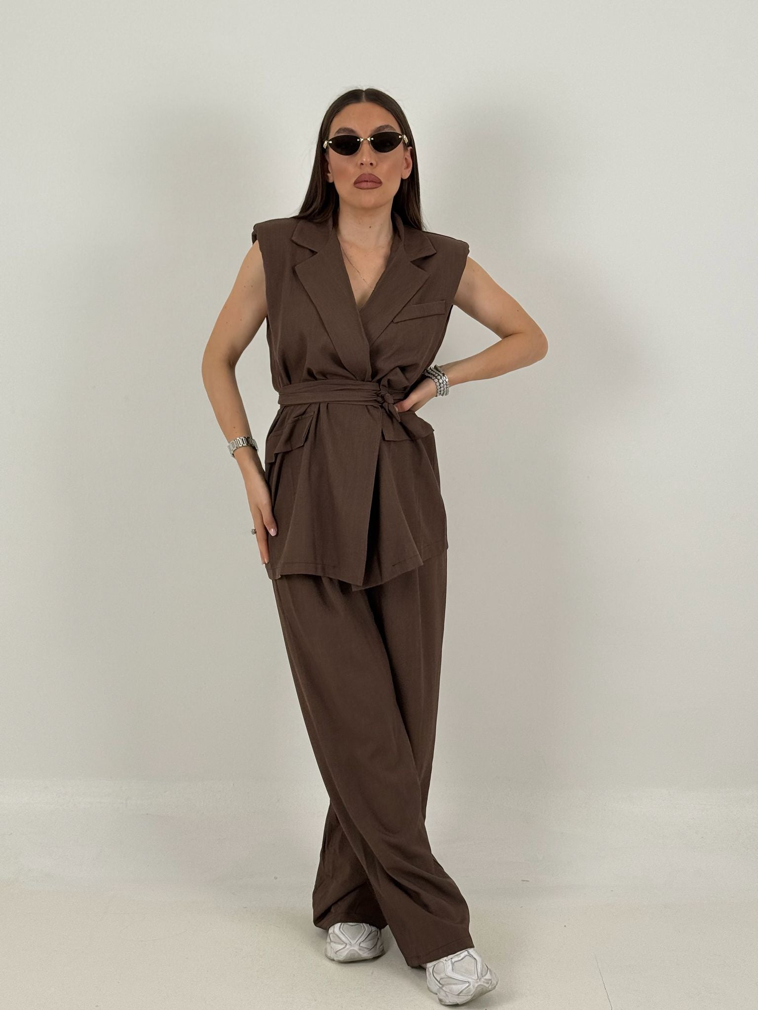 Tailleur ESTER - Completo gilet con cintura e pantalone