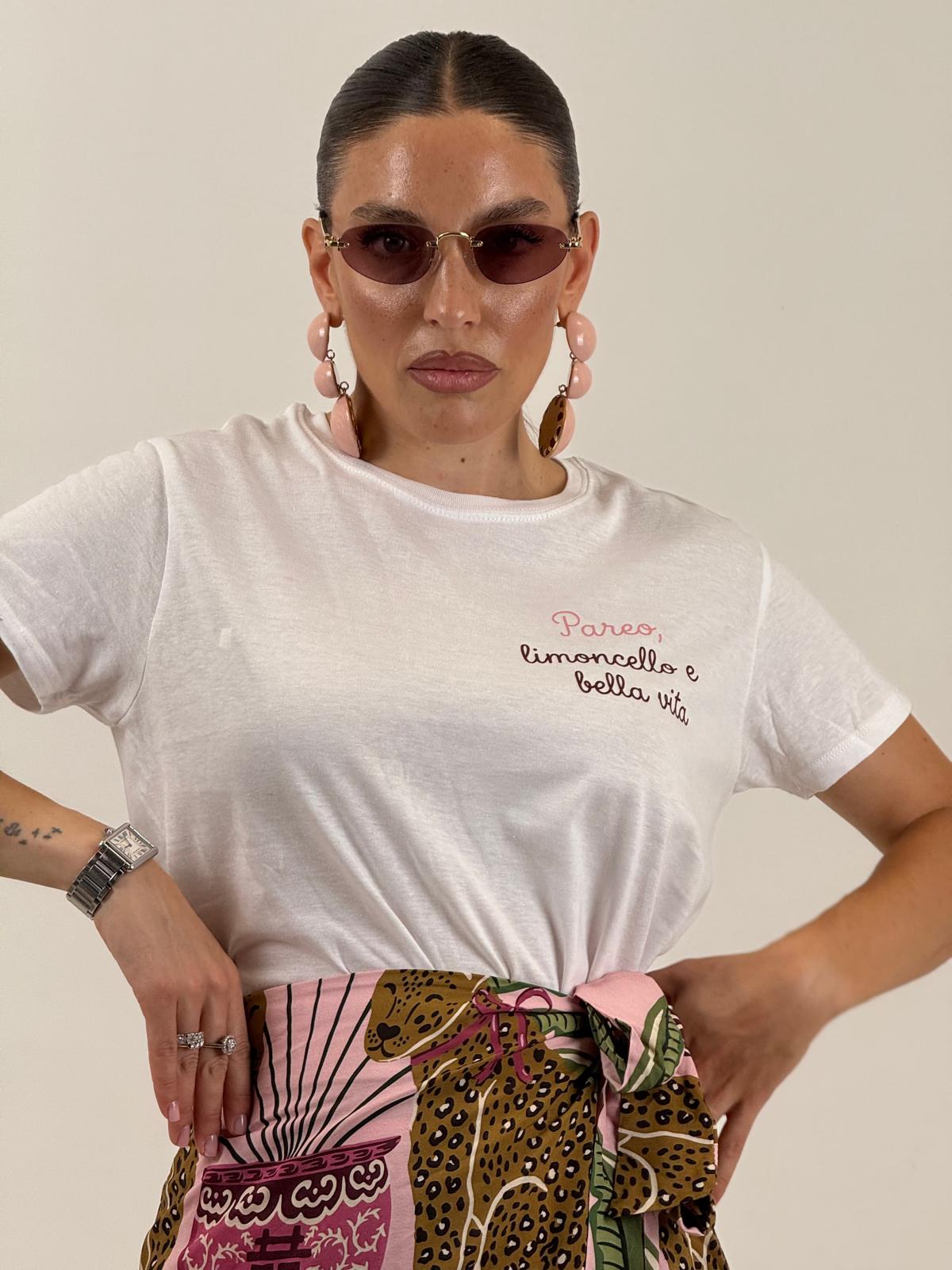 T-shirt in cotone PAREO, LIMONCELLO E BELLA VITA