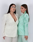 CURVY Tailleur ALBA - Tailleur sartoriale composto da giacca con Swarovski e piume e pantalone