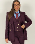 Tailleur DEMETRA - Completo sartoriale 3 pezzi - Panciotto, pantalone palazzo e Giacca doppiopetto con bottoni dorati