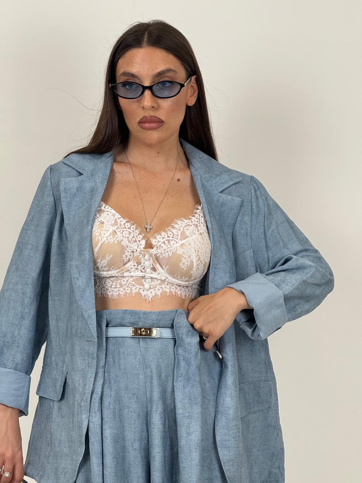 Tailleur CHIARA - Completo effetto lino con giacca monopetto e pantalone