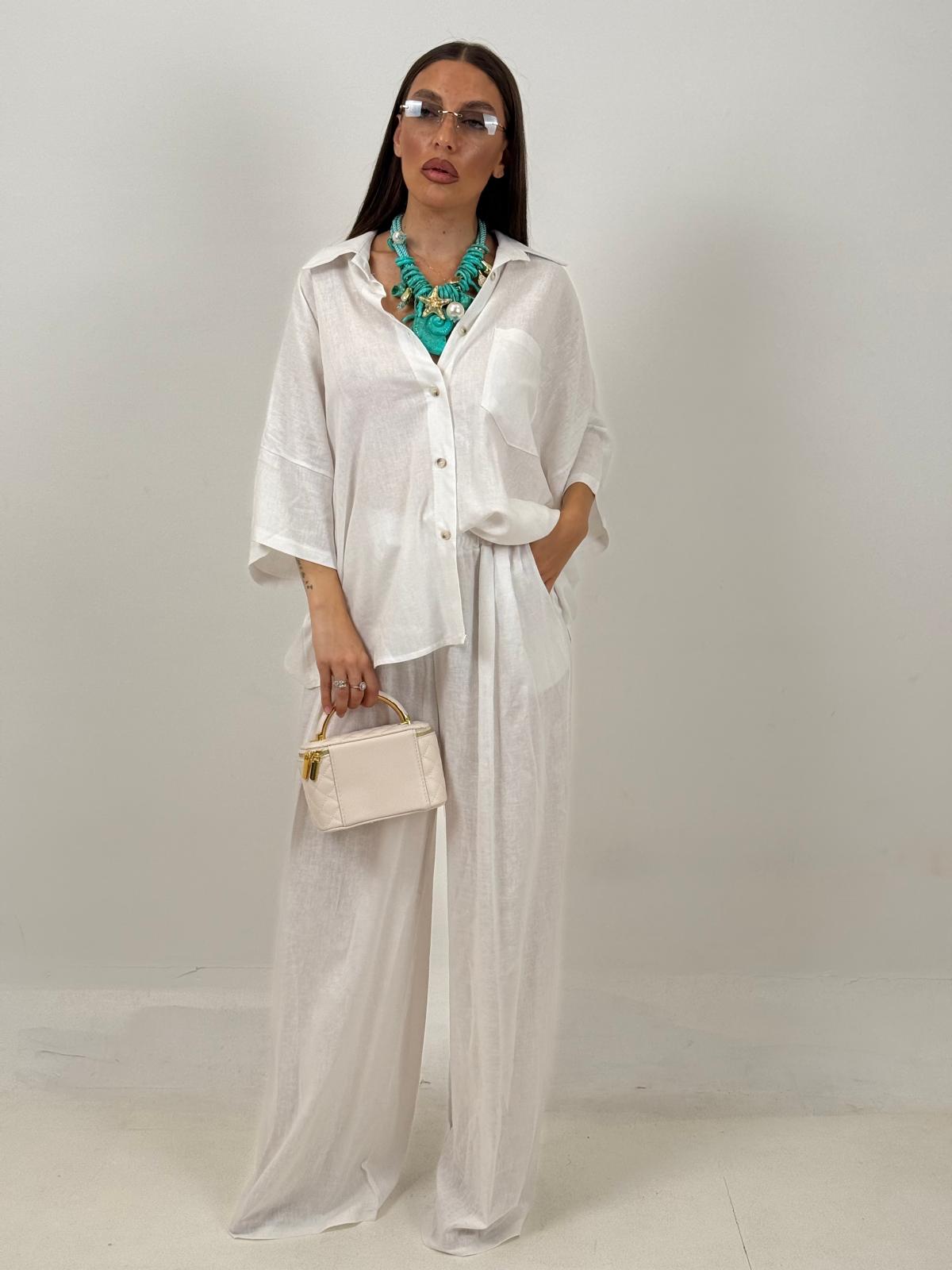Cordset JOSEPHINE - Completo camicia e pantalone 55%lino e 45%cotone