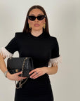 Abito GRACE - Abito lungo con piume- preordine 6-7 giorni