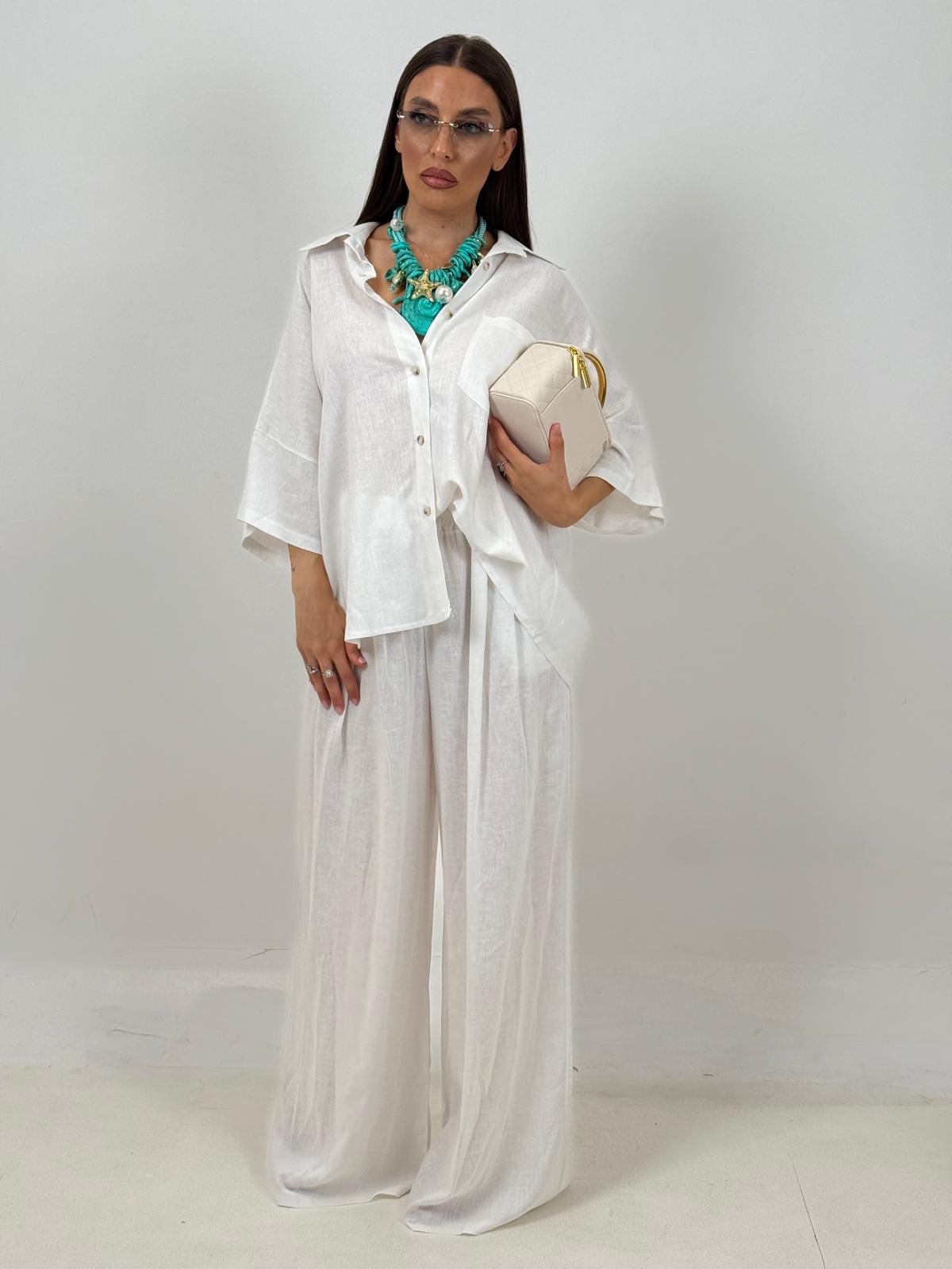 Cordset JOSEPHINE - Completo camicia e pantalone 55%lino e 45%cotone