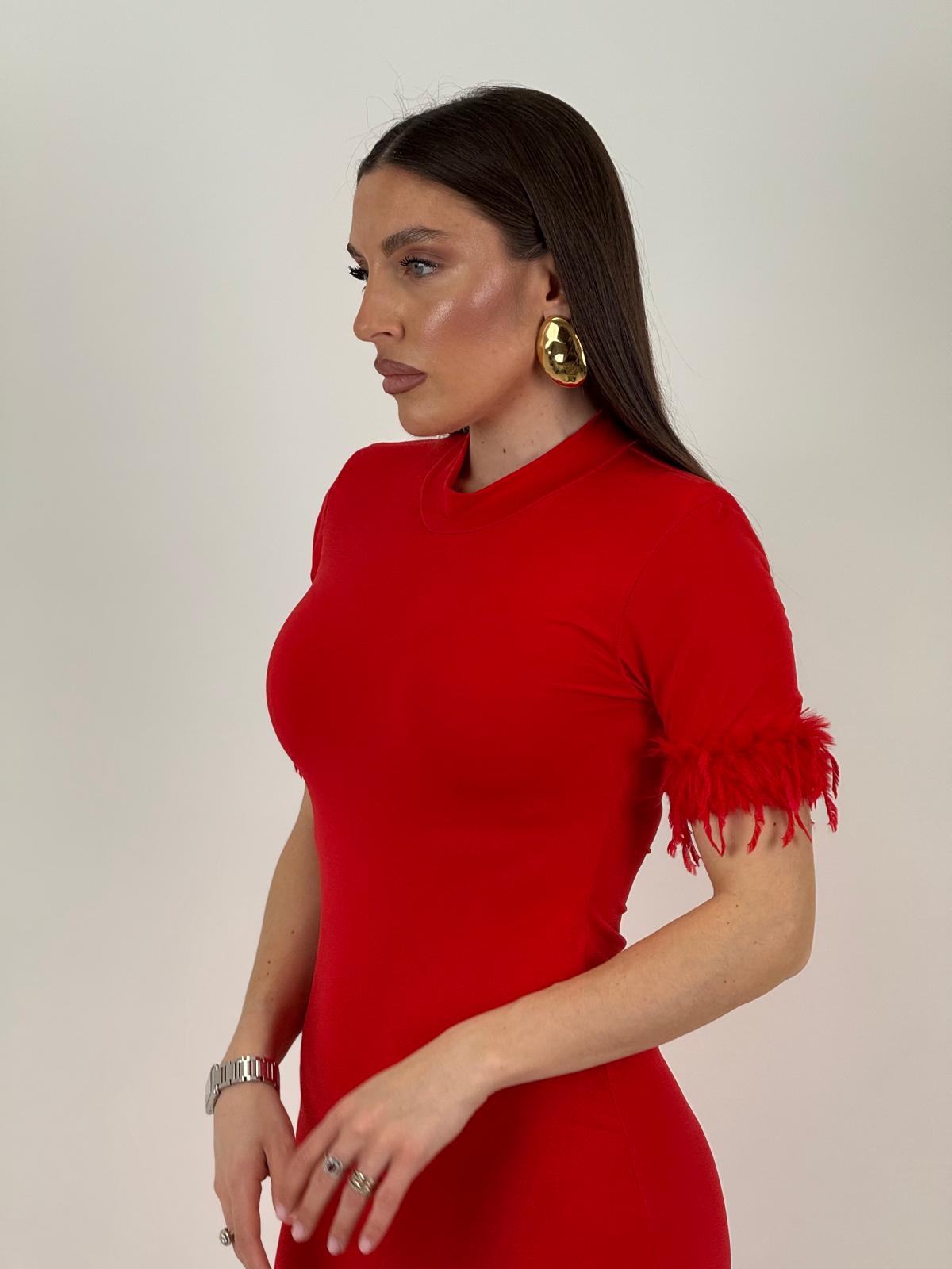 Abito GRACE - Abito lungo con piume- preordine 6-7 giorni