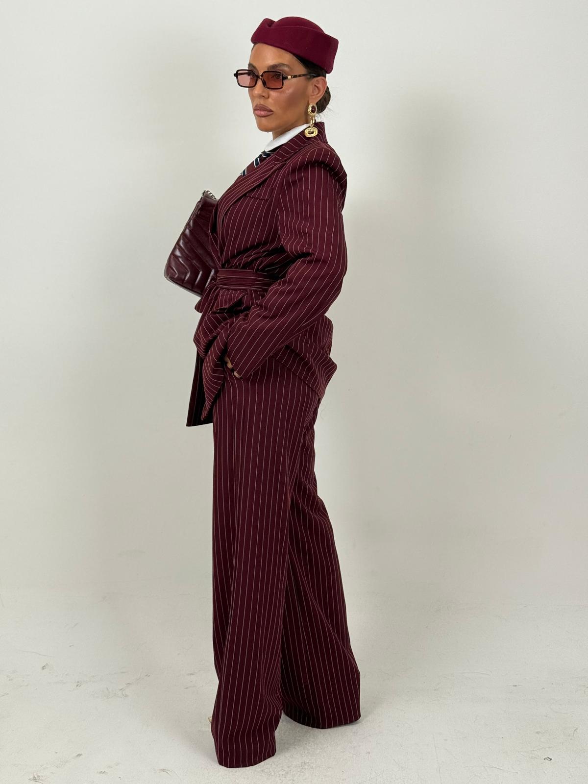 Tailleur ENRICA - COMPLETO GIACCA CON CINTURA E PANTALONE GESSATO