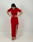 Abito GRACE - Abito lungo con piume- preordine 6-7 giorni