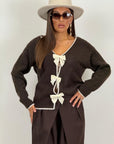 Cardigan Brown con fiocchi