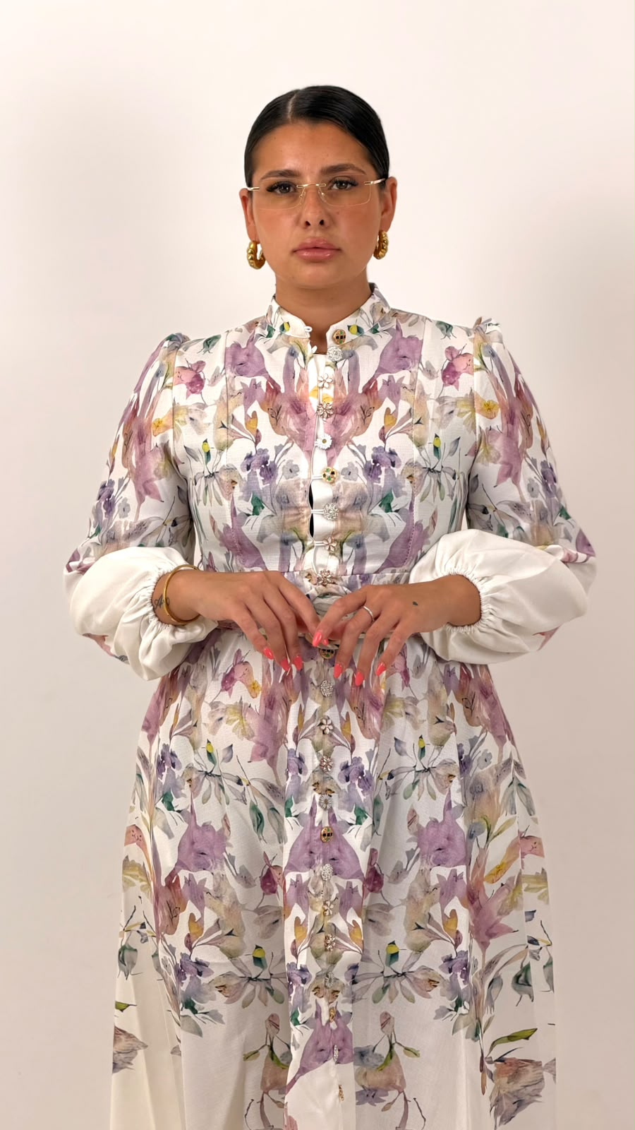 CURVY Abito MELLOR. - abito lungo fantasia a fiori con Cintura nel punto Vita - collezione chic
