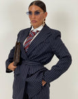 Tailleur ENRICA - COMPLETO GIACCA CON CINTURA E PANTALONE GESSATO
