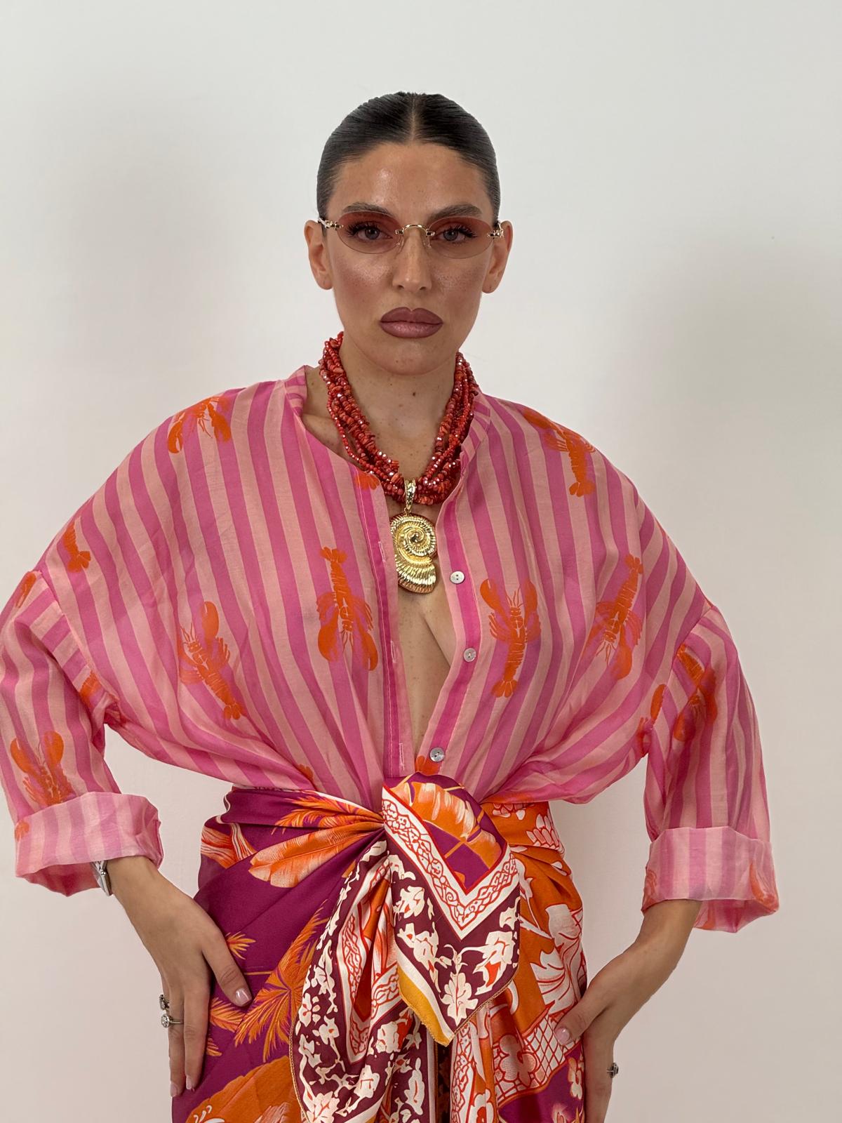 Camicia a righe con aragosta
