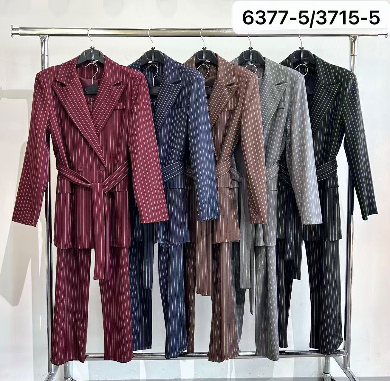 Tailleur ENRICA - COMPLETO GIACCA CON CINTURA E PANTALONE GESSATO