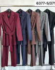 Tailleur ENRICA - COMPLETO GIACCA CON CINTURA E PANTALONE GESSATO