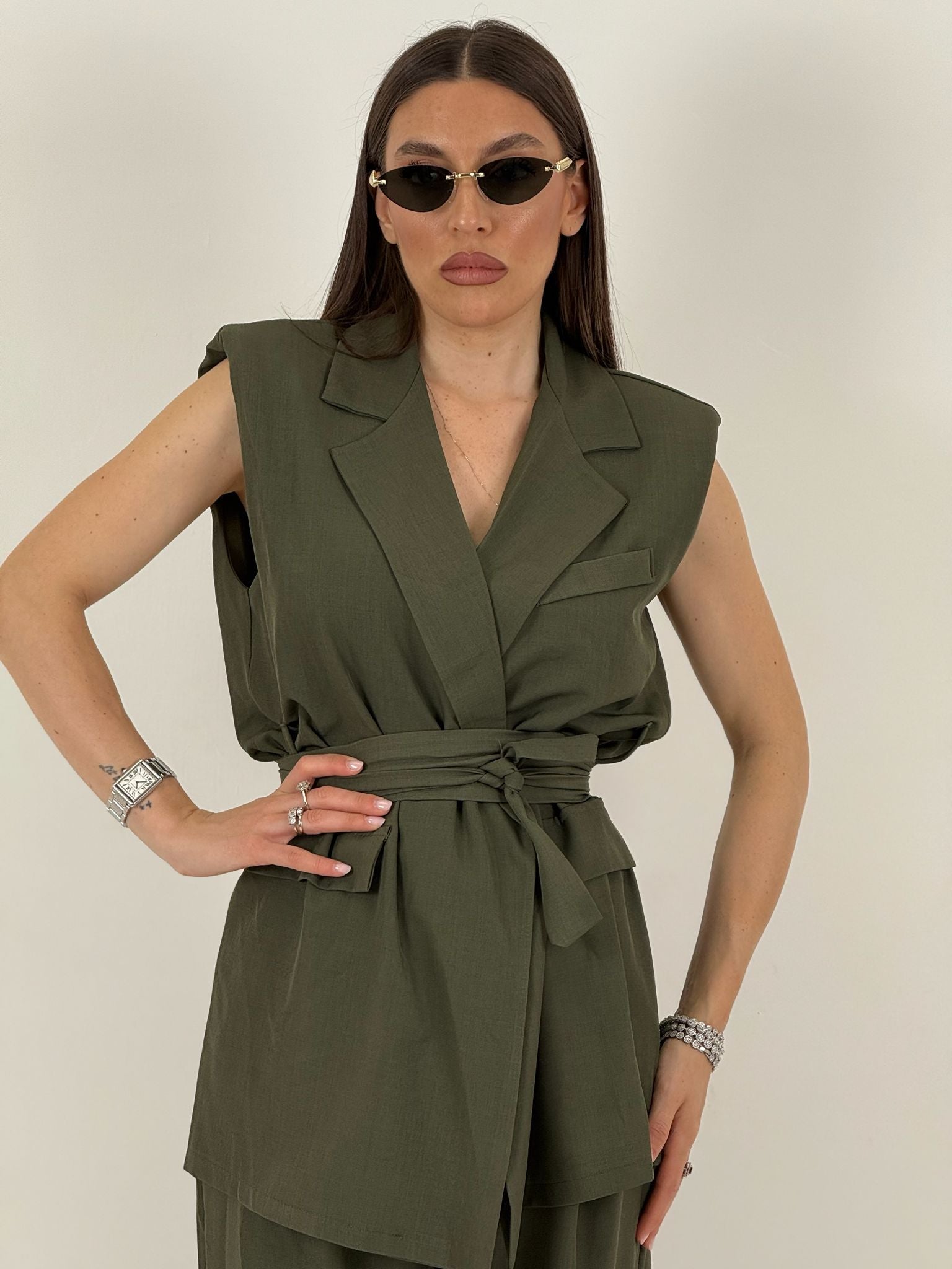 Tailleur ESTER - Completo gilet con cintura e pantalone