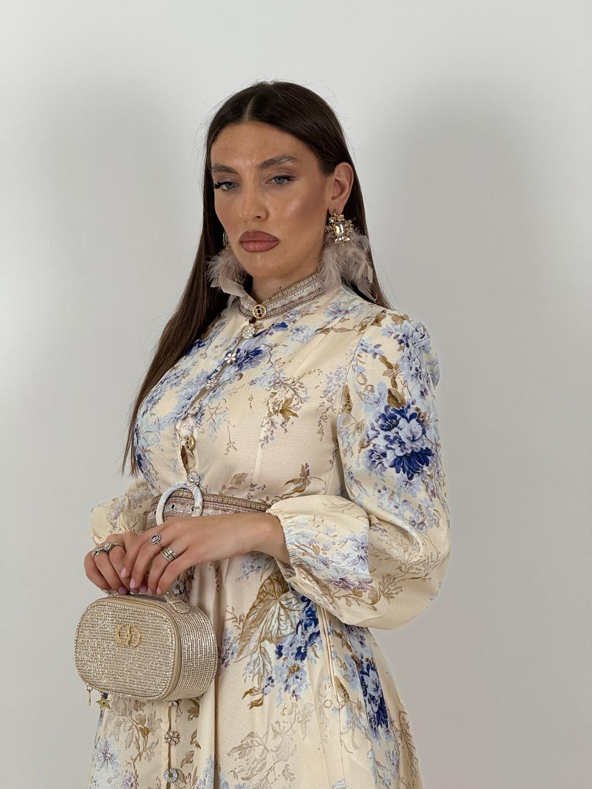 SALDO Abito RENEE - ABITO A FANTASIA CON CINTURA COLLEZIONE CHIC