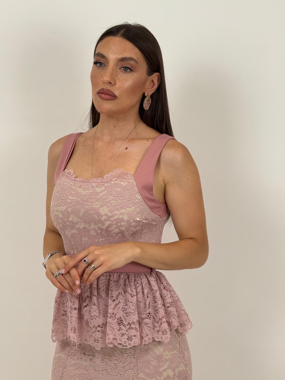 Abito YAREN - abito longuette in pizzo con balza nel punto vita e cintura rimovibile - abito in pizzo Limited Edition