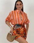 Camicia a righe CIPRIA& ARANCIONE