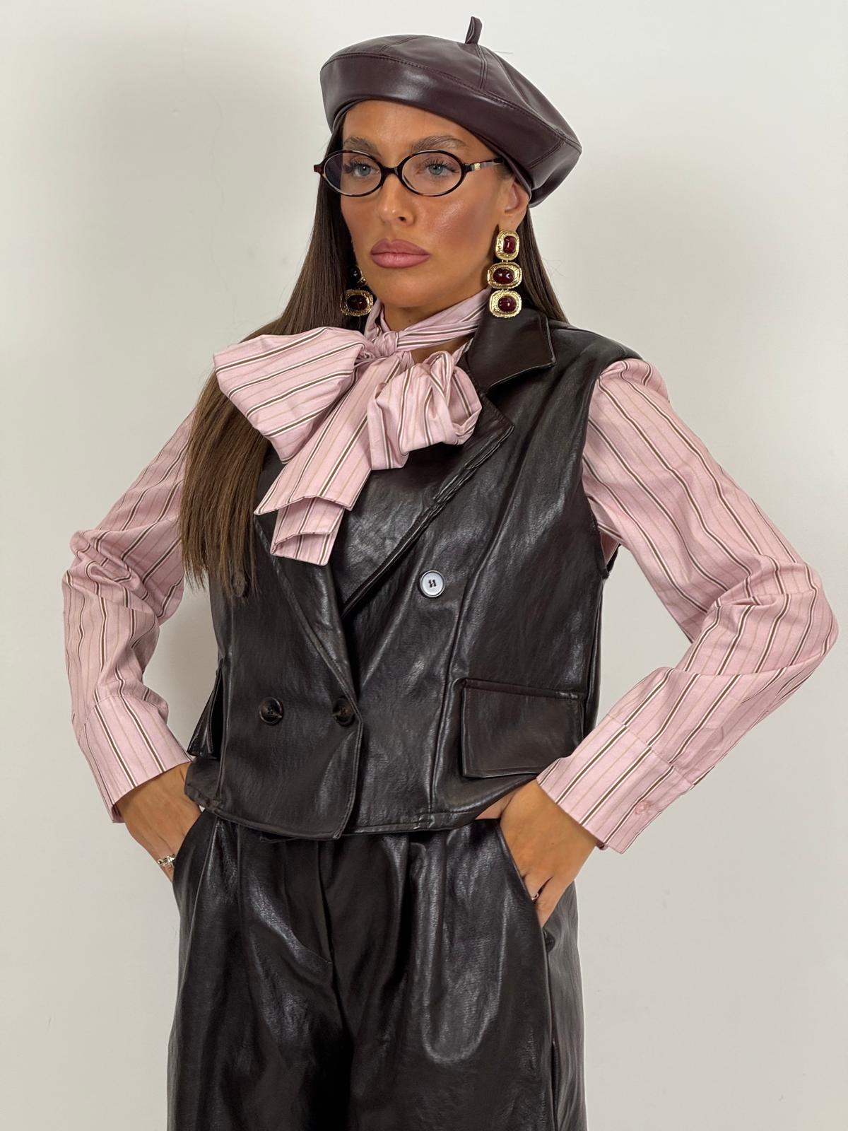 Cordset DOROTEA - Completo gilet e bermuda in ecopelle