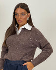 Maglia CRISTINA effetto cachemire con camicia incorporata