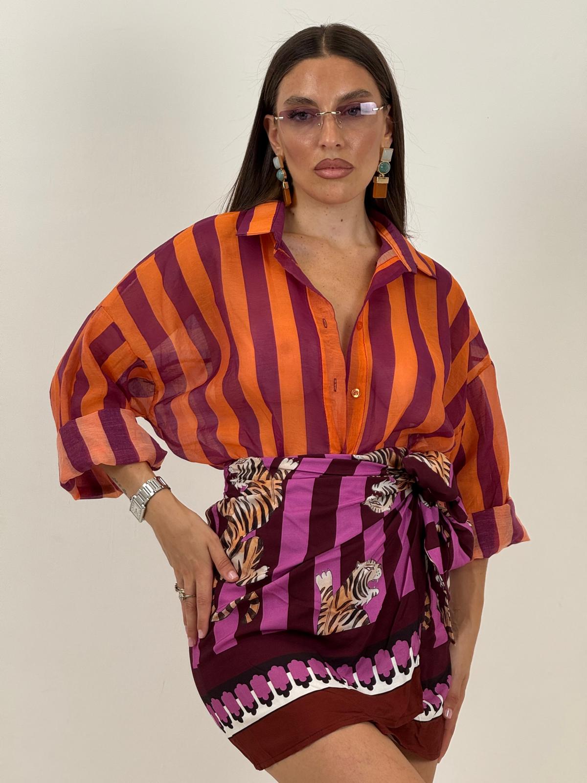 Camicia a righe BORDEAUX&amp; ARANCIONE