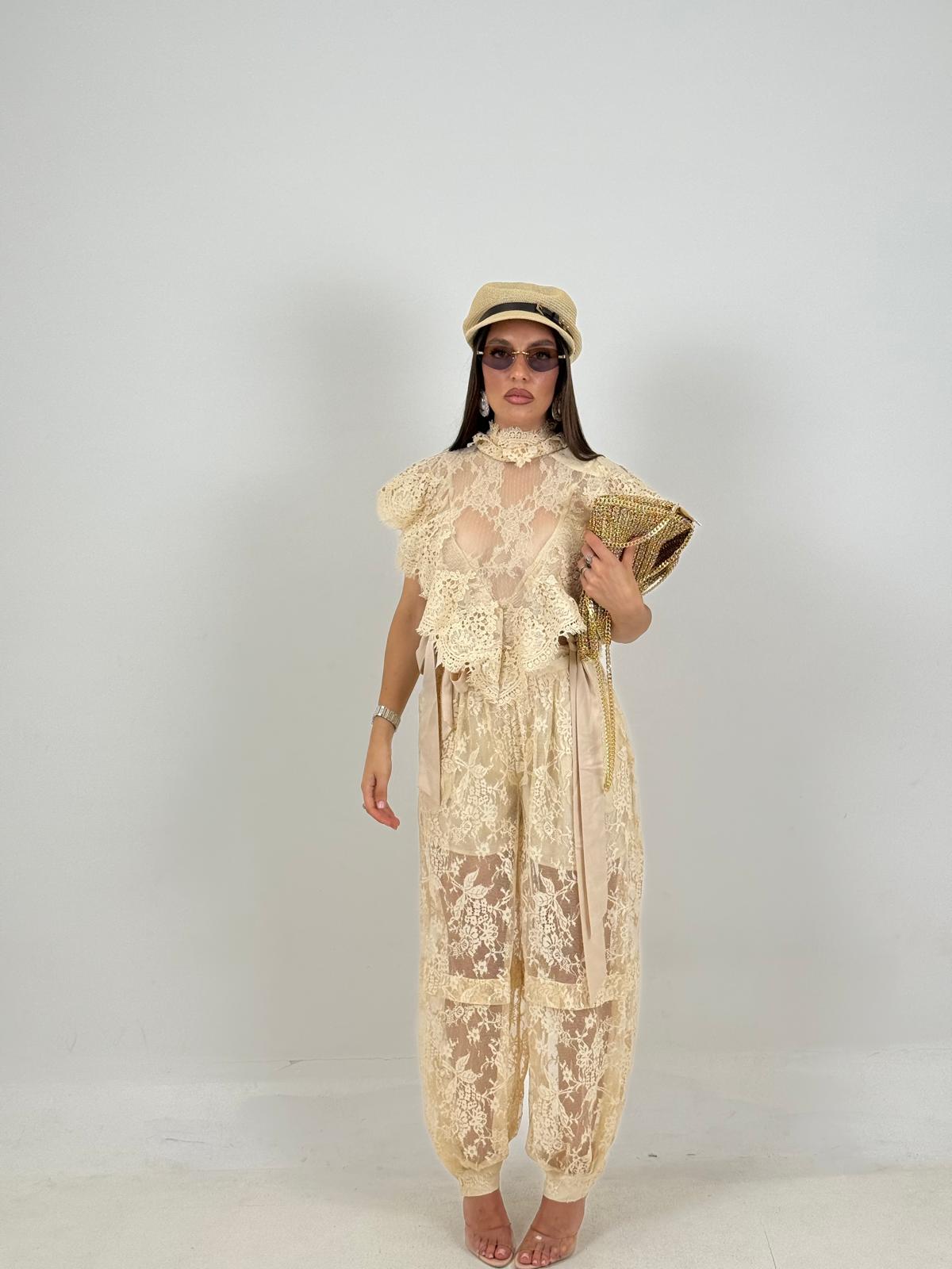 Cordset LADY - Completo maglia e pantalone in pizzo COLLEZIONE CHIC