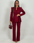 Tailleur Asia -  Completo tre pezzi - giacca pantalone e top - giacca con rouche e pantalone palazzo