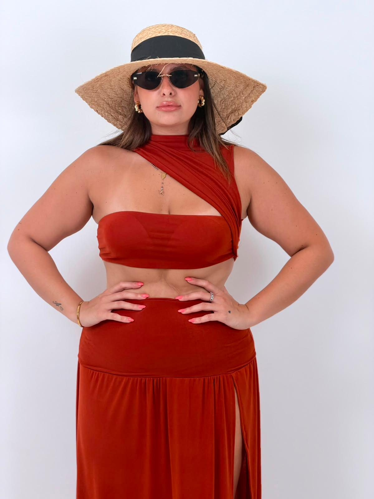 CURVY Cordset TROPEA - COMPLETO TOP E GONNA CON SPACCO