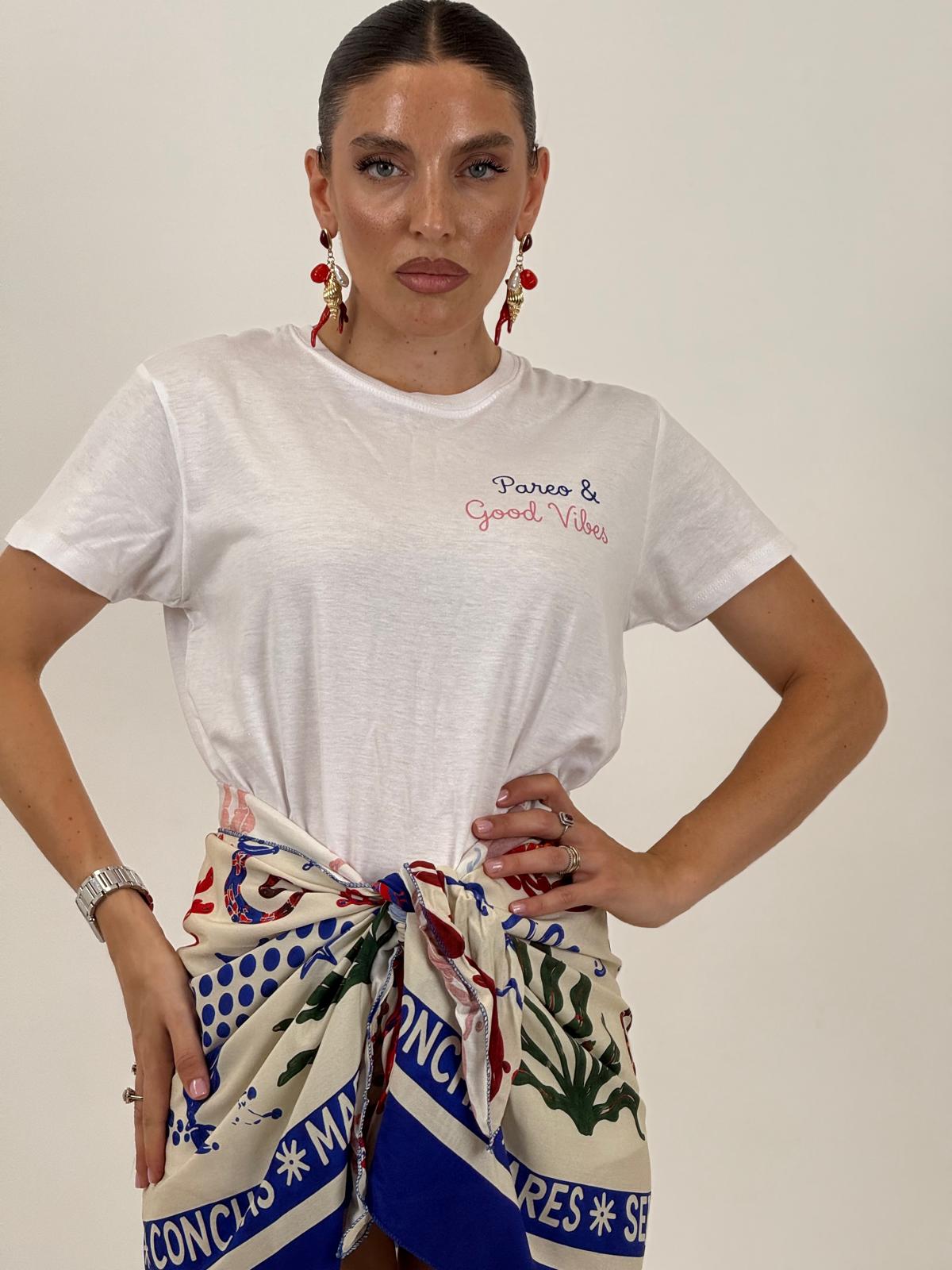 T-shirt in cotone PAREO &amp; GOOD VIBES