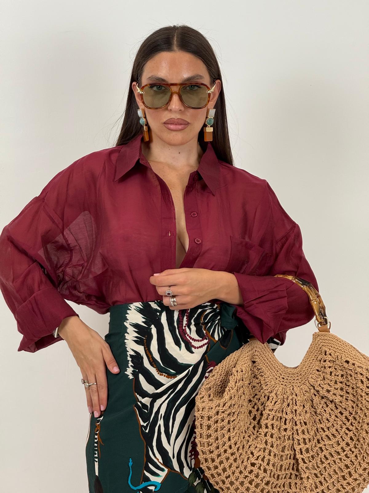 Camicia velata bordeaux
