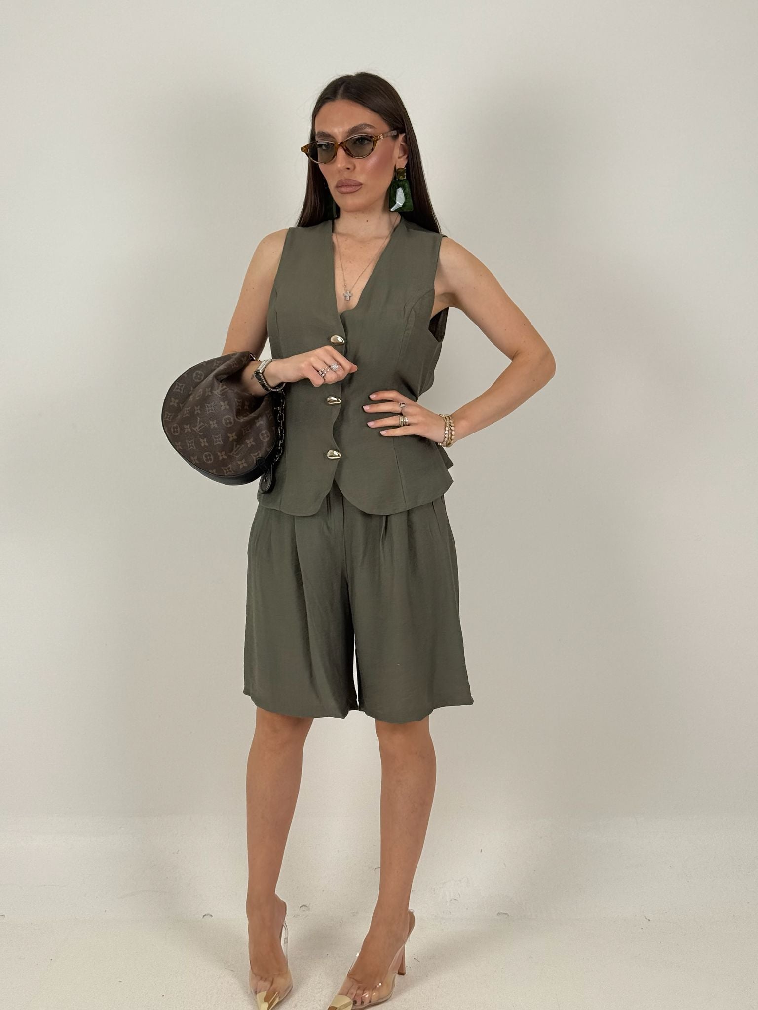 Cordset DOMINIQUE - Completo gilet e bermuda