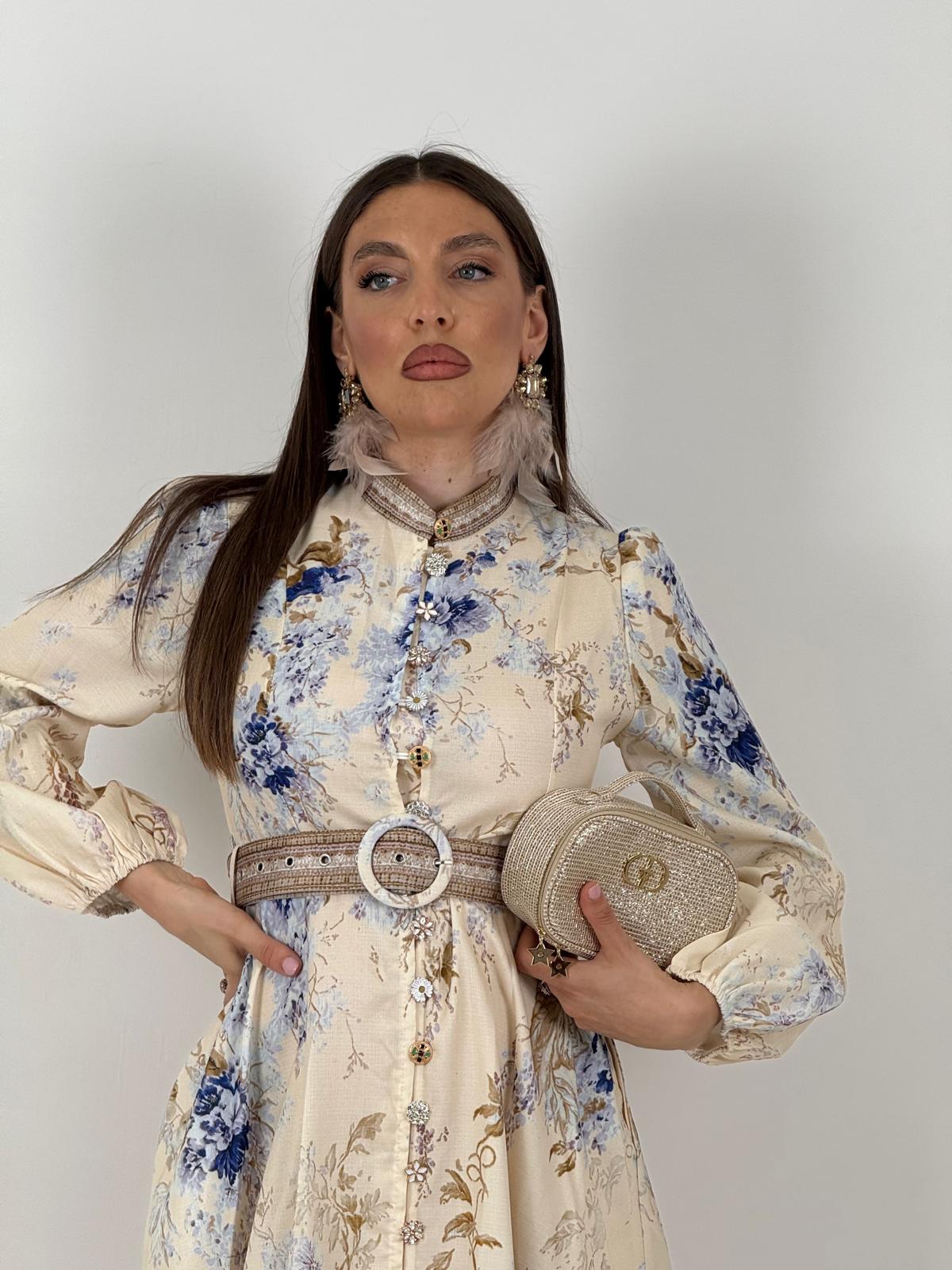 SALDO Abito RENEE - ABITO A FANTASIA CON CINTURA COLLEZIONE CHIC