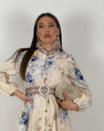 SALDO Abito RENEE - ABITO A FANTASIA CON CINTURA COLLEZIONE CHIC