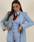 Tailleur CATE - Tailleur sartoriale gessato , composto da tre pezzi panciotto,giacca doppio petto con bottoni dorati e pantalone palazzo
