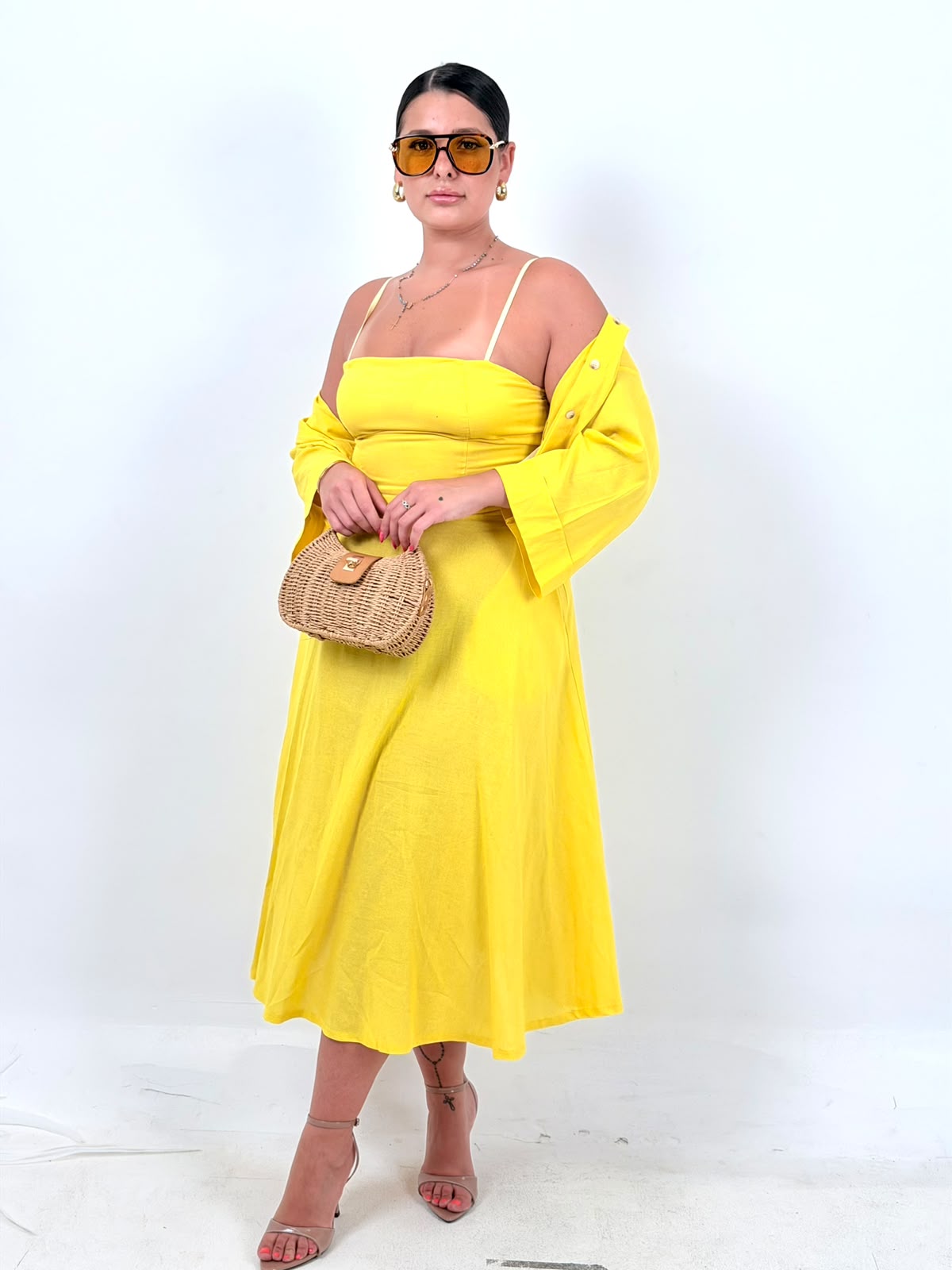 CURVY Cordset ISCHIA - completo composto da vestito longuette e camicia