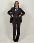 Tailleur DEMETRA - Completo sartoriale 3 pezzi - Panciotto, pantalone palazzo e Giacca doppiopetto con bottoni dorati