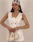 Tailleur DIAMANTE - Completo gilet con bottoni gioiello e pantalone