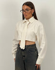 Camicia corta MARTY fantasia gessata con cravatta