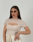 T-shirt ERIKA - Maglia mezza manica con scollo particolare in pizzo