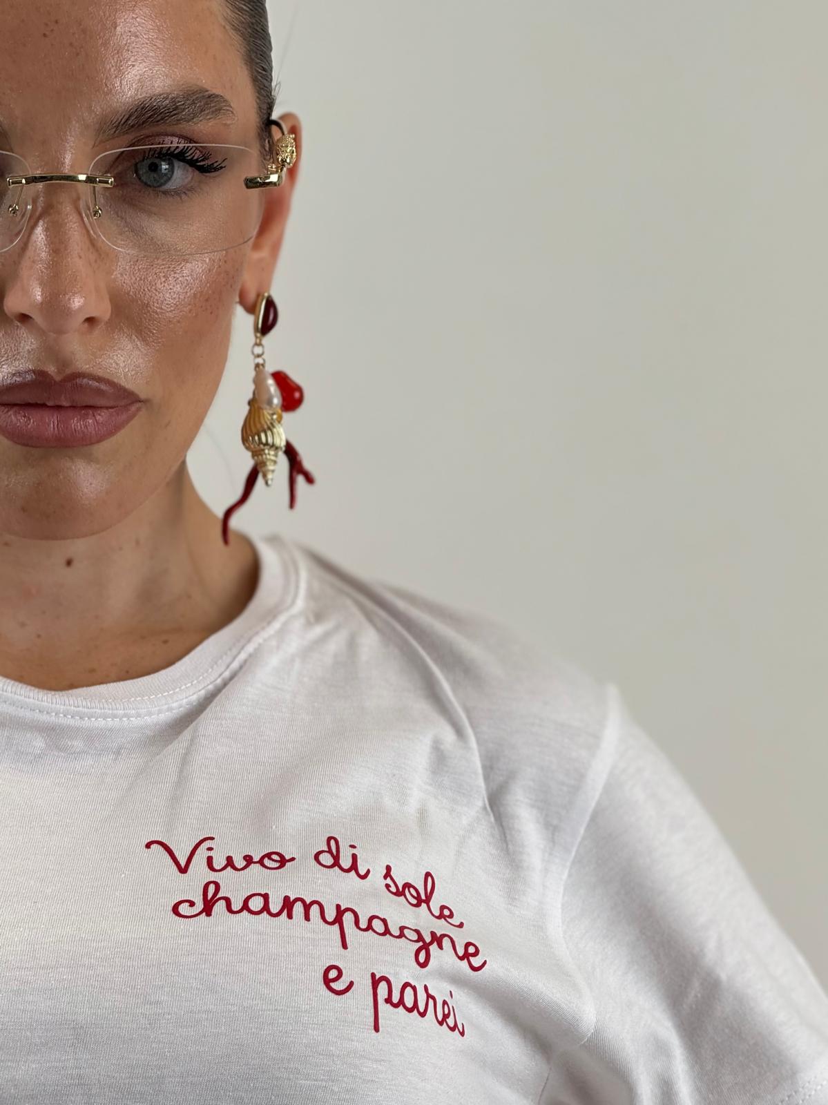 T-shirt in cotone VIVO DI SOLE CHAMPAGNE E PAREI
