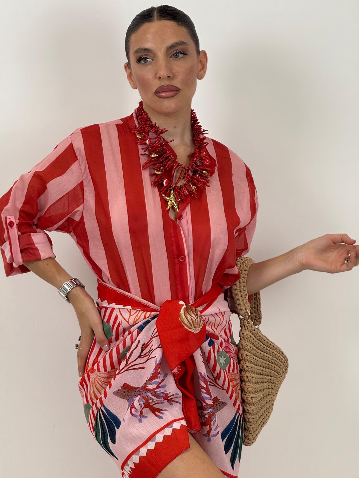 Camicia a righe Rosa&amp;rosso