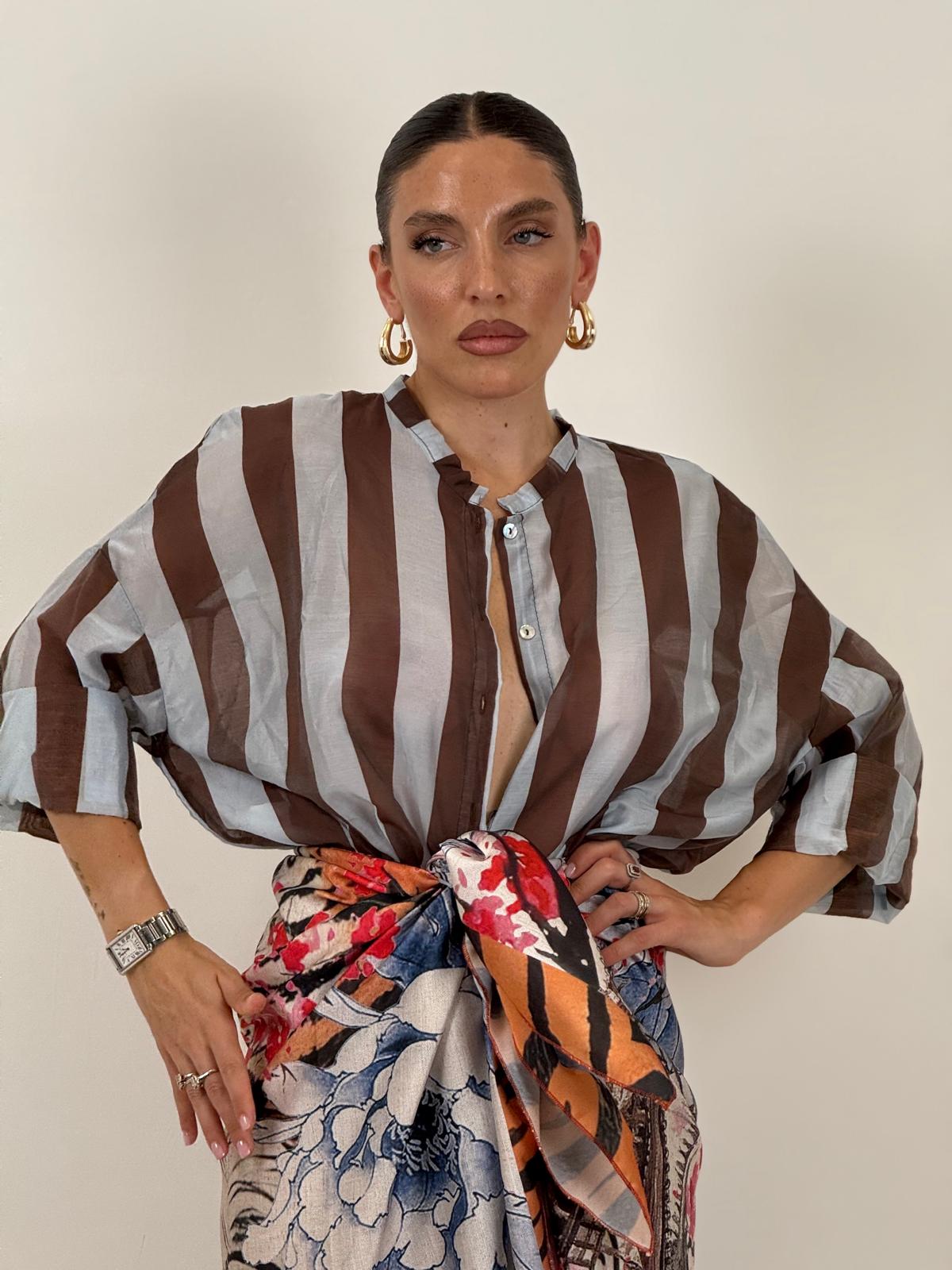 Camicia a righe CELESTE&amp;MARRONE