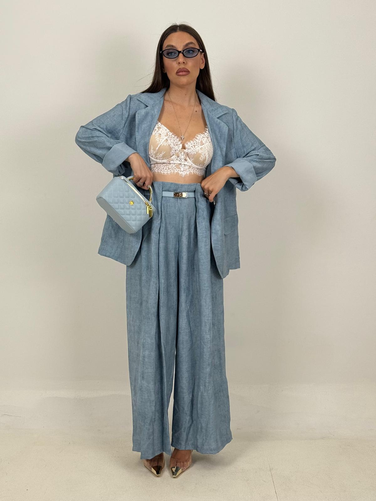 Tailleur CHIARA - Completo effetto lino con giacca monopetto e pantalone