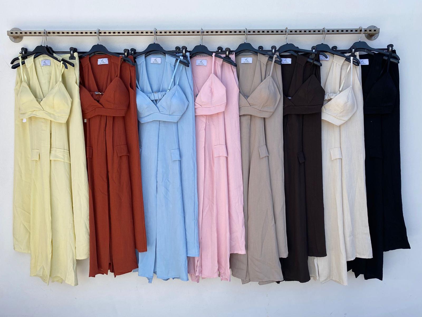 Cordset HILARY - Completo tre pezzi, top gilet lungo e pantalone