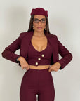 Tailleur VIOLANTE - Tailleur sartoriale 3 pezzi panciotto giacca corta e pantalone effetto guaina a zampa