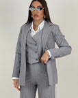 Tailleur SCARLETT - Completo tre pezzi , giacca gilet e pantalone gessato