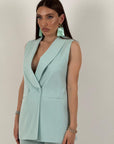 Tailleur KESSY - Tailleur sartoriale con giacca modello smanicato e pantalone palazzo