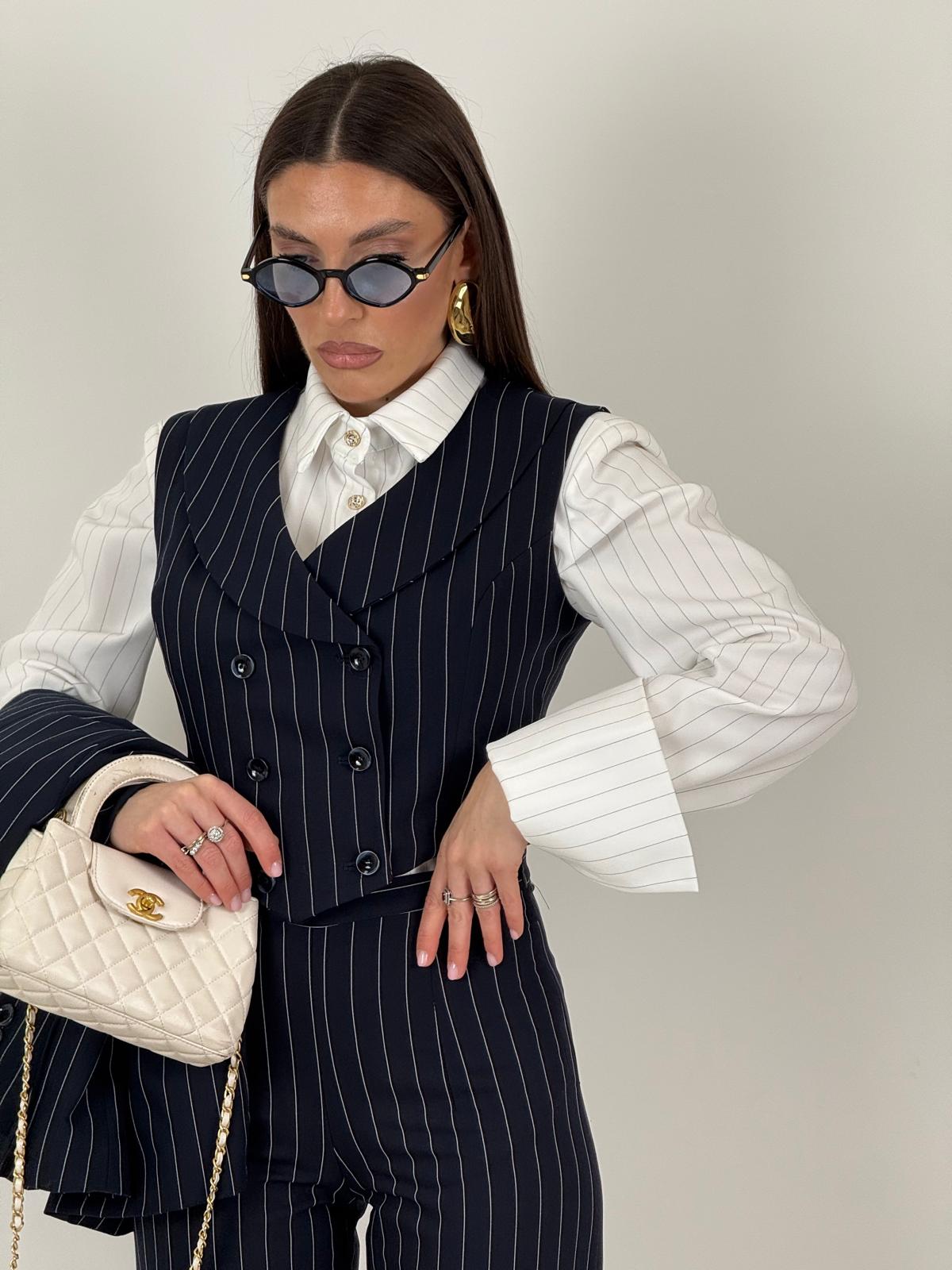 Tailleur Swami - Tailleur sartoriale tre pezzi top giacca e pantalone gessato